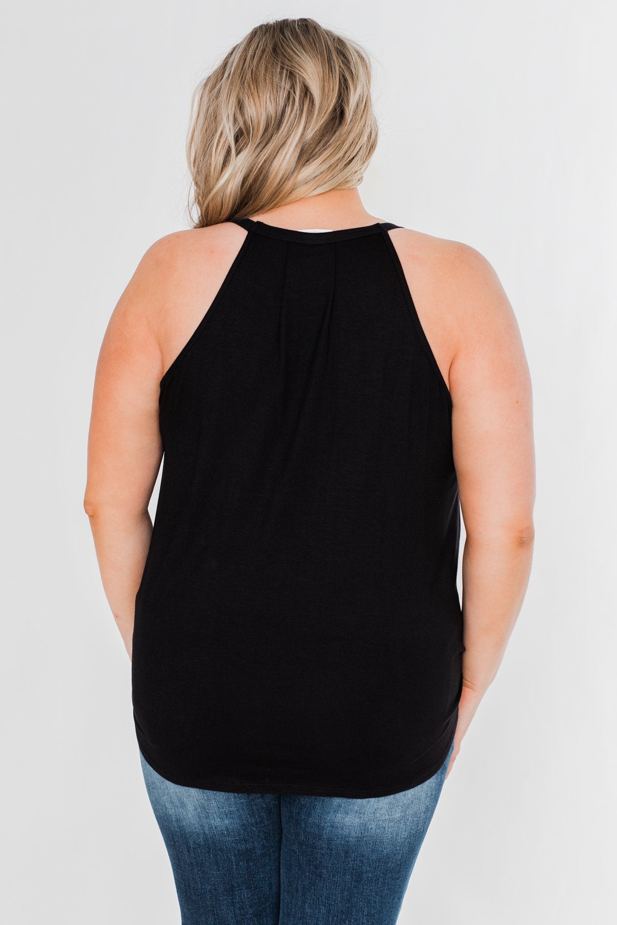 Something Simple Wrap Tank Top- Black