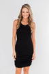 Simple & Chic Cinched Fitted Dress- Black