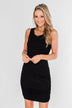 Simple & Chic Cinched Fitted Dress- Black