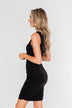 Simple & Chic Cinched Fitted Dress- Black