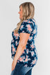 Sing With Me Floral Short Sleeve Knot Top- Navy