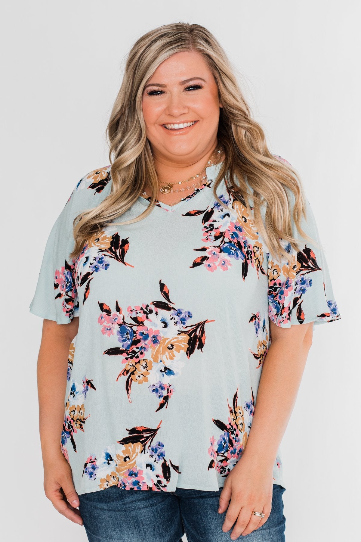 Chase Your Dreams Floral Blouse- Sky Blue