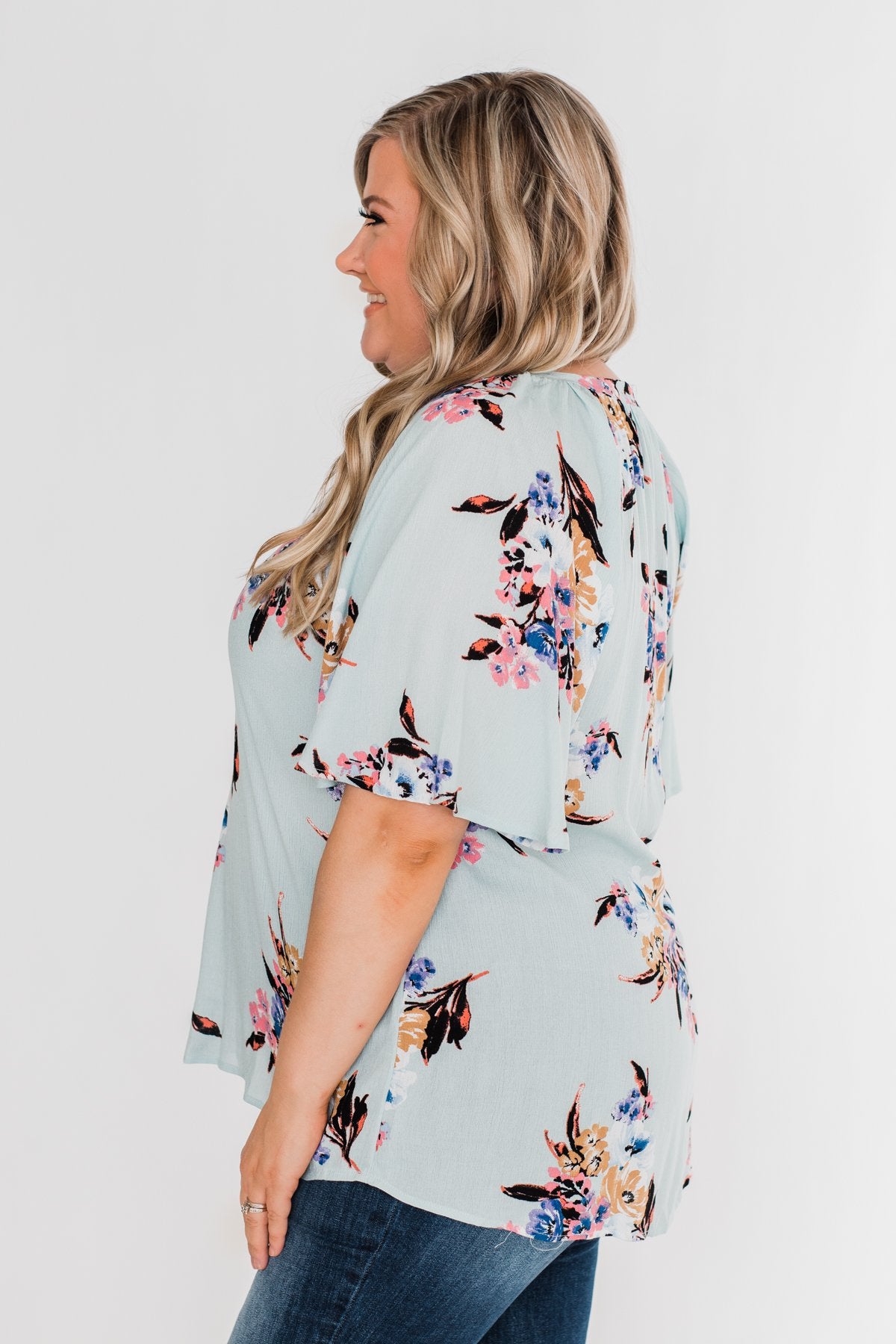 Chase Your Dreams Floral Blouse- Sky Blue
