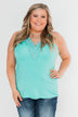Front Lace Criss Cross Tank Top- Aqua