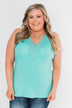 Front Lace Criss Cross Tank Top- Aqua