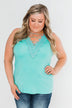 Front Lace Criss Cross Tank Top- Aqua