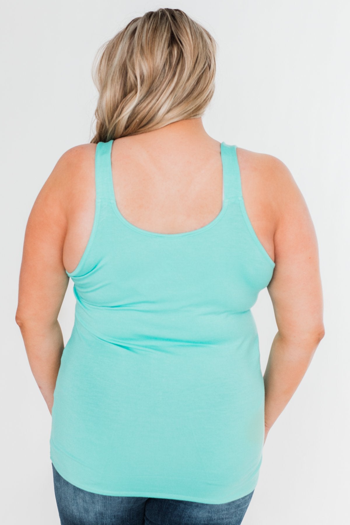 Front Lace Criss Cross Tank Top- Aqua