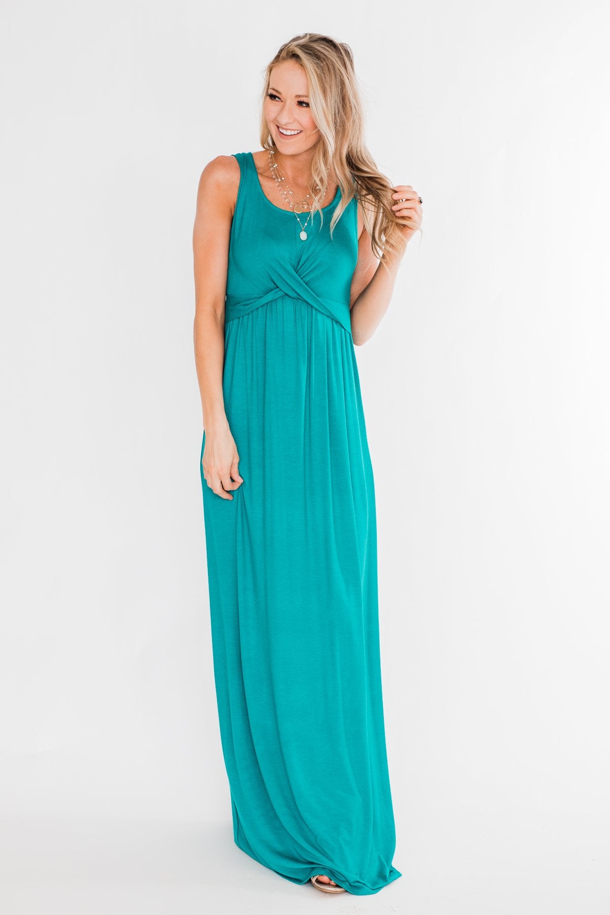 Front Wrap Maxi Dress- Dark Turquoise