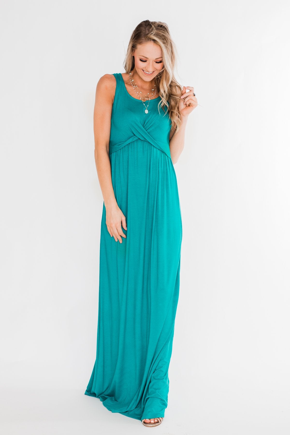Front Wrap Maxi Dress Dark Turquoise The Pulse Boutique