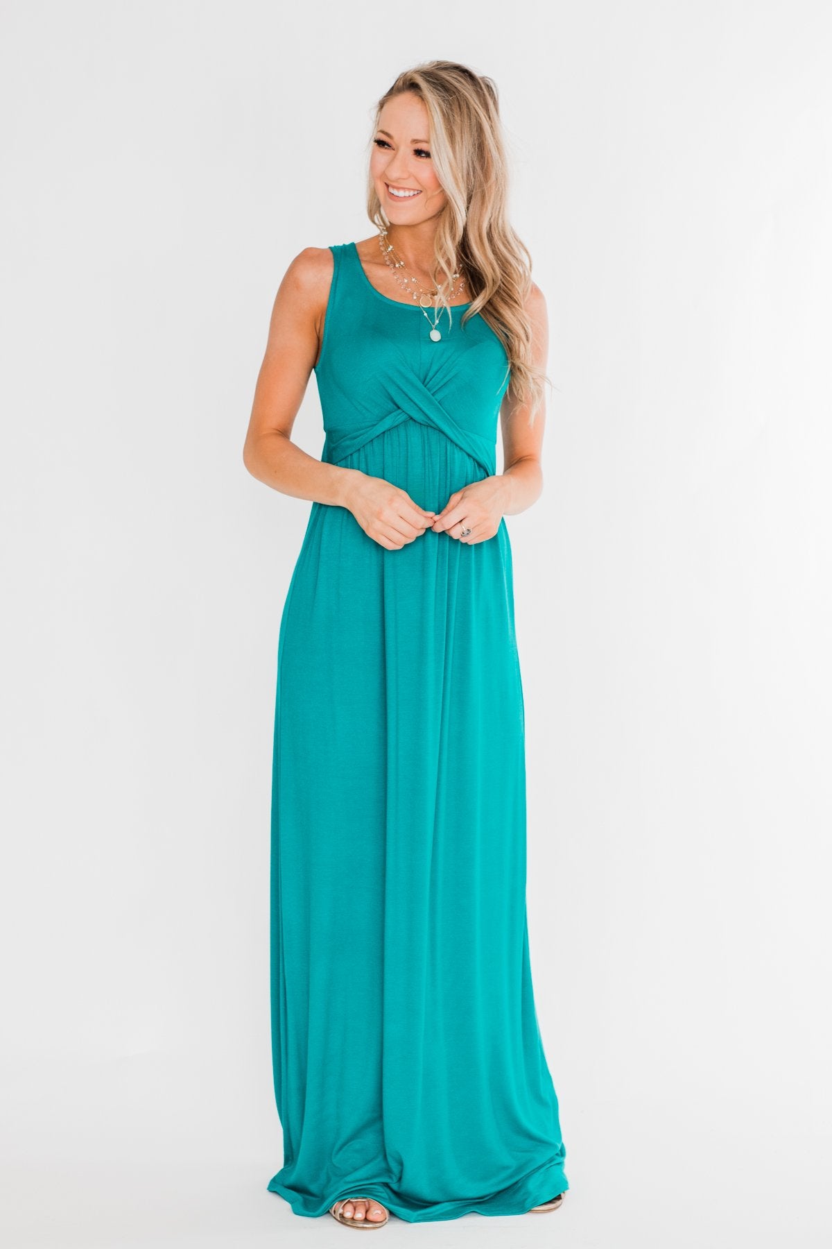 Front Wrap Maxi Dress- Dark Turquoise Front Wrap Maxi Dress- Dark Turquoise