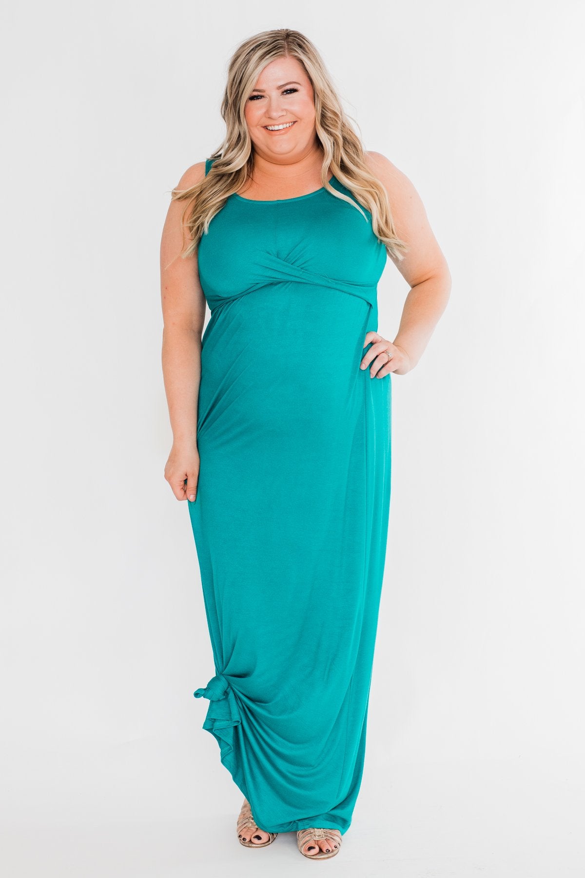Front Wrap Maxi Dress- Dark Turquoise