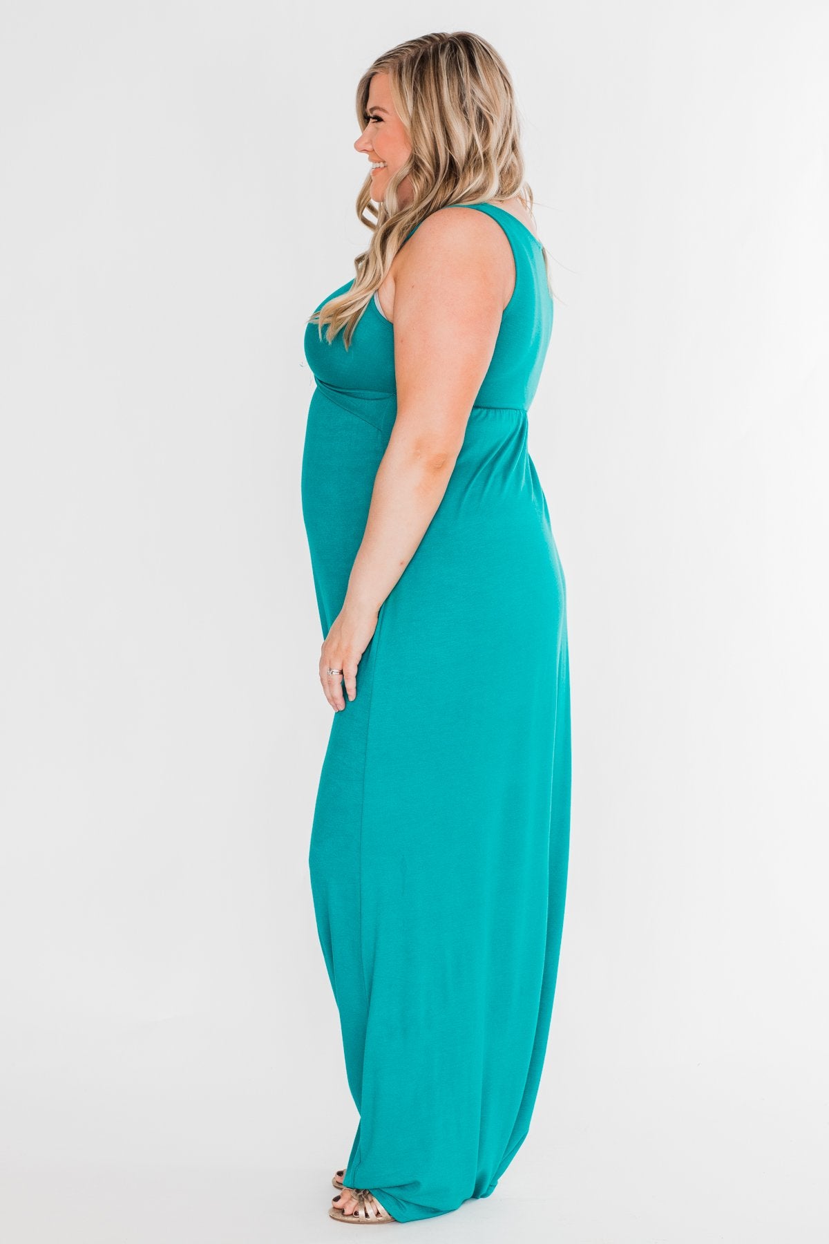Front Wrap Maxi Dress- Dark Turquoise
