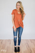 As If Short Sleeve Knot Top- Rust