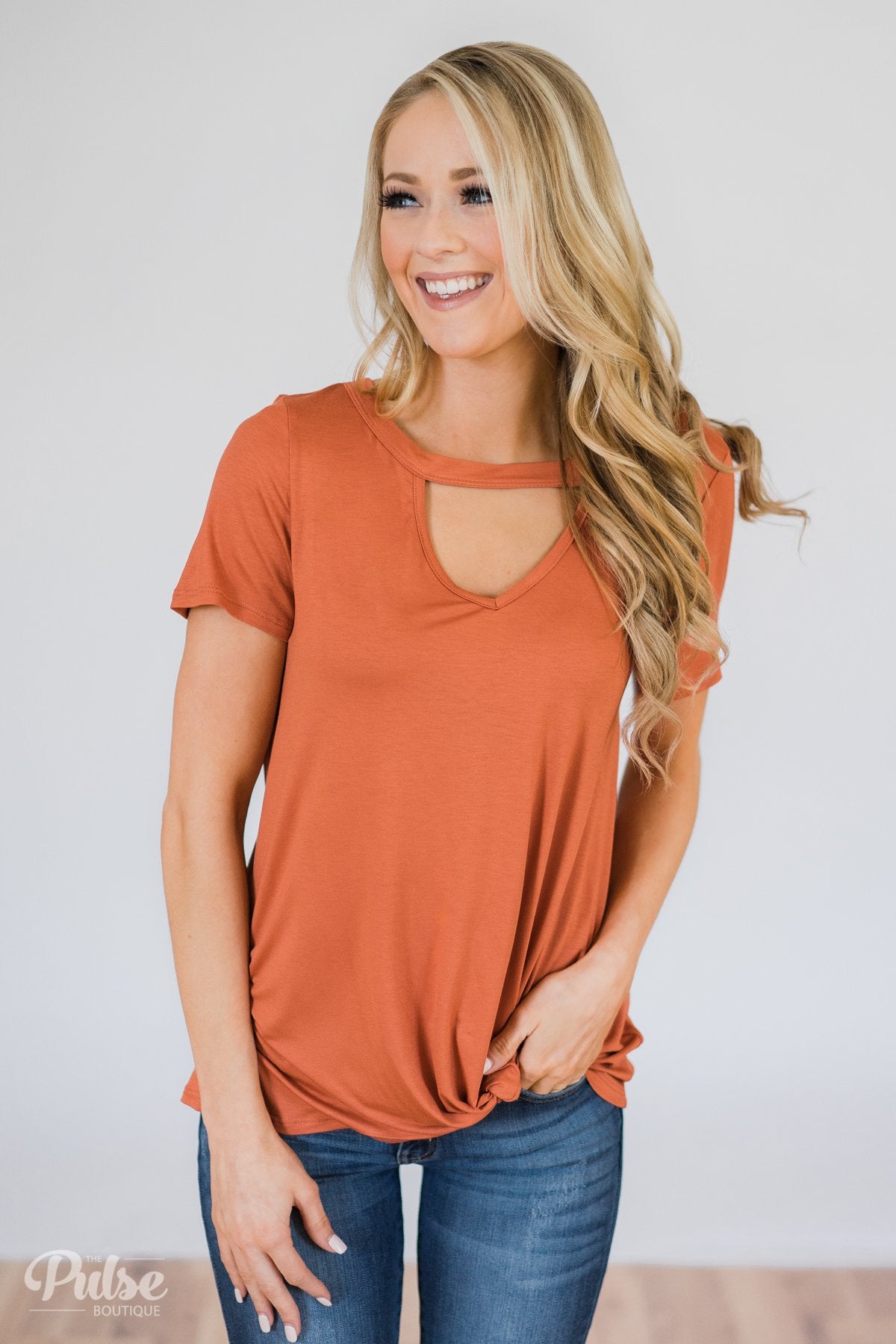 As If Short Sleeve Knot Top- Rust