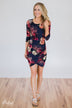 Picture Perfect Moment Floral Dress- Navy