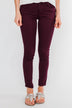 C'est Toi Non Distressed Colored Skinnies- Dark Burgundy