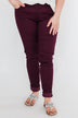 C'est Toi Non Distressed Colored Skinnies- Dark Burgundy