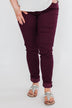 C'est Toi Non Distressed Colored Skinnies- Dark Burgundy