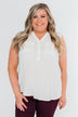 I Love Everything 3 Button Top- Ivory