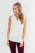 I Love Everything 3 Button Top- Ivory