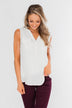 I Love Everything 3 Button Top- Ivory