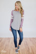 Comfy Color Block Pullover Sweater- Lavender