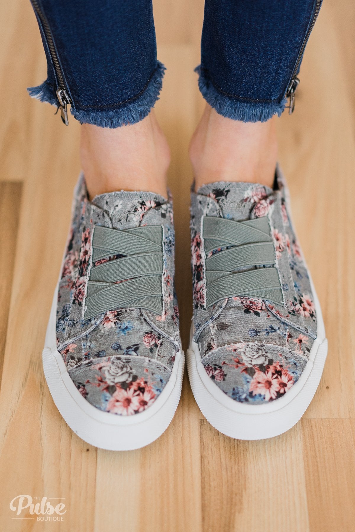 Blowfish Marley Floral Sneakers Drizzle Gray The Pulse Boutique