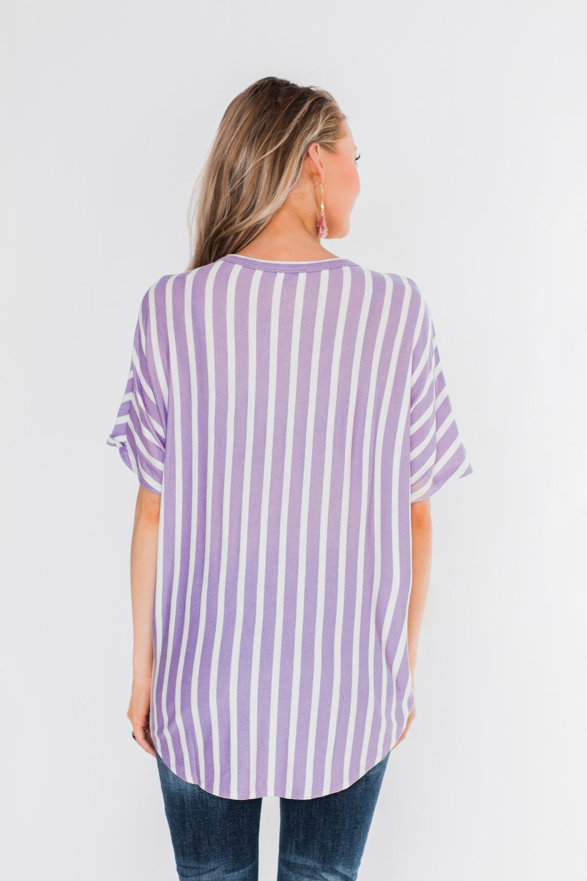 Calling The Shots Striped Dolman Top- Lavender