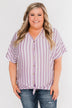 Calling The Shots Striped Dolman Top- Lavender