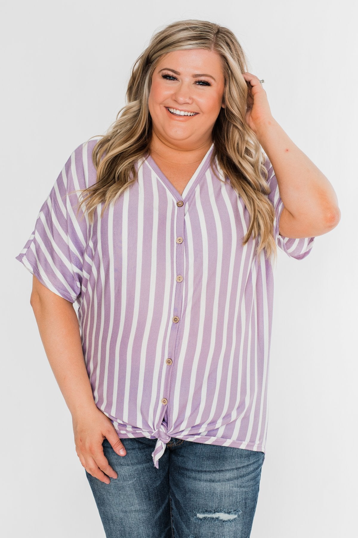 Calling The Shots Striped Dolman Top- Lavender