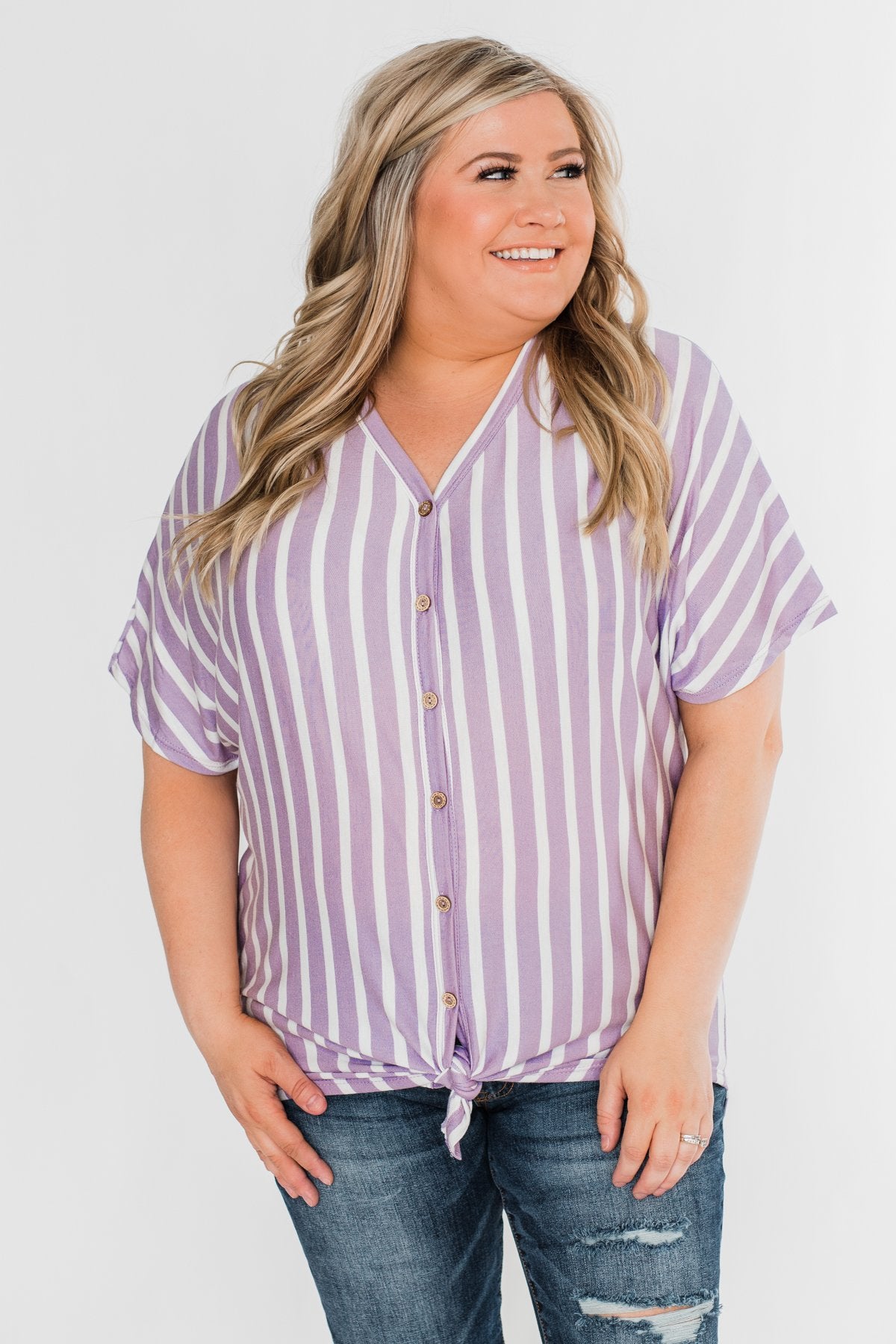 Calling The Shots Striped Dolman Top- Lavender