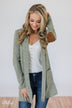 As Long As You Need Elbow Patch Cardigan- Soft Sage
