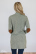 As Long As You Need Elbow Patch Cardigan- Soft Sage