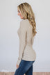 Need You Now 5-Button Henley Top- Oatmeal