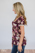 Love Grows Floral V-Neck Top- Eggplant