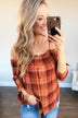 Give You My Best Shot Plaid Top- Rust & Burnt Orange