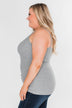Pulse Basics Lace Trim Button Tank- Grey