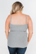 Pulse Basics Lace Trim Button Tank- Grey