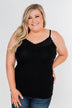 Pulse Basics Lace Trimmed Tank Top- Black