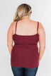 Pulse Basics Lace Trim Button Tank- Burgundy