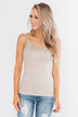 Pulse Basics Lace Trim Button Tank- Neutral