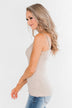 Pulse Basics Lace Trim Button Tank- Neutral