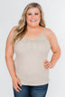 Pulse Basics Lace Trim Button Tank- Neutral