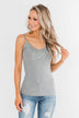 Pulse Basics Lace Trim Button Tank- Grey