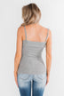 Pulse Basics Lace Trim Button Tank- Grey