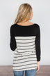Black & White Striped Crochet Pocket Top