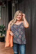 Wondering About You Floral Tank Top- Navy