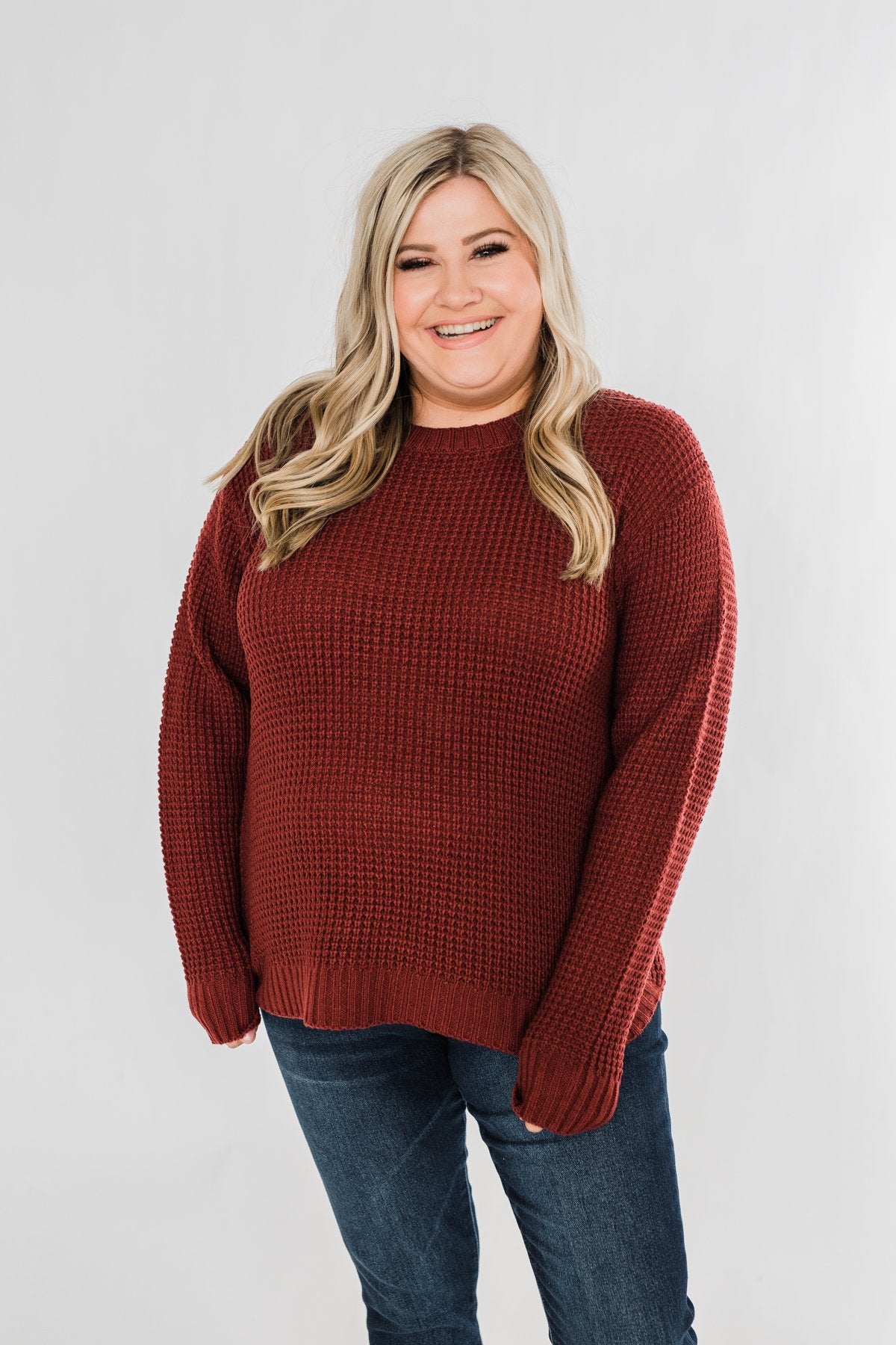 First Look Thick Knit Sweater- Deep Brick