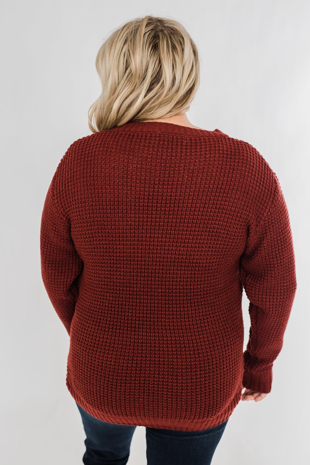 First Look Thick Knit Sweater- Deep Brick
