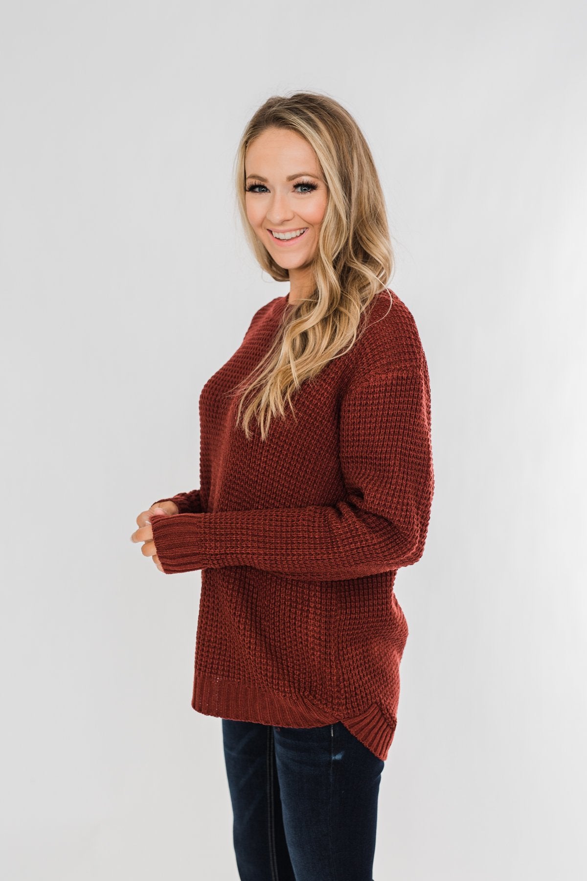 First Look Thick Knit Sweater- Deep Brick